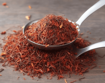 Fermented Rooibos tea leaf illustration, a caffeine-free herbal ingredient in Interstellar Blends' formulas, known for its rich antioxidant content, anti-inflammatory properties, and support for heart and skin health