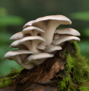 Pleurotus ostreatus – A close-up of Pleurotus ostreatus (Oyster mushroom), a powerful antioxidant-rich fungus in Interstellar Blends for immune support.