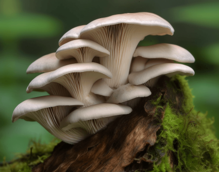 Pleurotus ostreatus – A close-up of Pleurotus ostreatus (Oyster mushroom), a powerful antioxidant-rich fungus in Interstellar Blends for immune support.