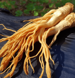 Panax-Pseudoginseng-Root – A high-resolution capture of Ginseng roots, a powerful adaptogen in Interstellar Blends for vitality and immune support.