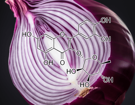 Quercitrin compound illustration, a natural flavonoid included in Interstellar Blends' herbal formulas, known for its antioxidant, anti-inflammatory, and liver-protective properties