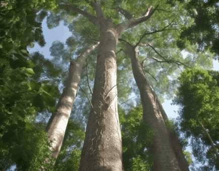 Terminalia superba plant with lush green leaves and sturdy trunk, known for its potential health benefits in herbal formulations. Featured on Interstellar Blends.