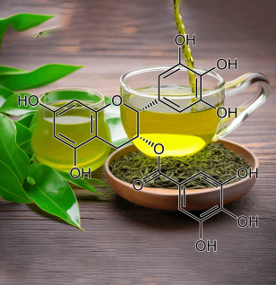 Epigallocatechin gallate (EGCG) – A close-up of EGCG from green tea, featured in Interstellar Blends for its potent antioxidant benefits.