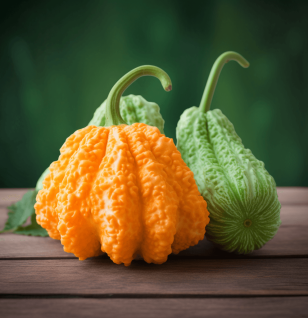 Momordica charantia – A vibrant image of Momordica charantia (Bitter Melon), a fruit in Interstellar Blends for blood sugar control.