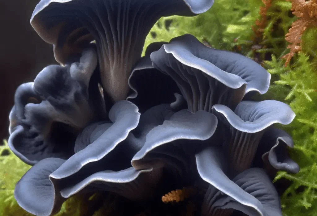 Polyozellus multiplex – A high-quality capture of Polyozellus multiplex, a rare blue mushroom in Interstellar Blends known for its neuroprotective effects.