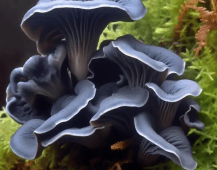 Polyozellus multiplex – A high-quality capture of Polyozellus multiplex, a rare blue mushroom in Interstellar Blends known for its neuroprotective effects.